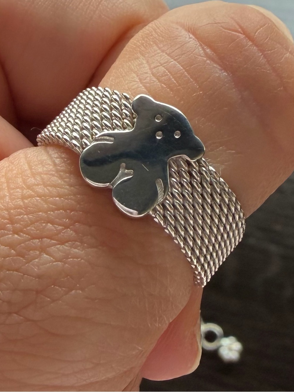Tous Bear Icon Mesh Ring
